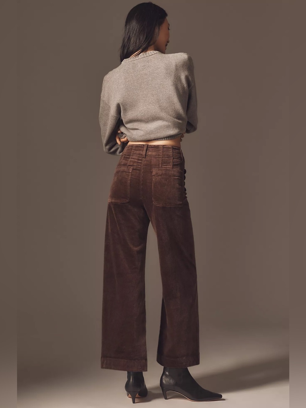 The Colette Crop Wide-Leg Trousers by Maeve: Corduroy Scallop Pocket Edition 28 - Picture 3 of 16